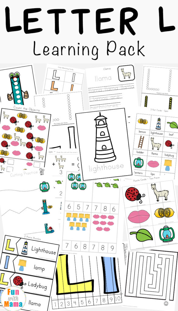 Free printable letter l activities, worksheets, crafts and learning pack.