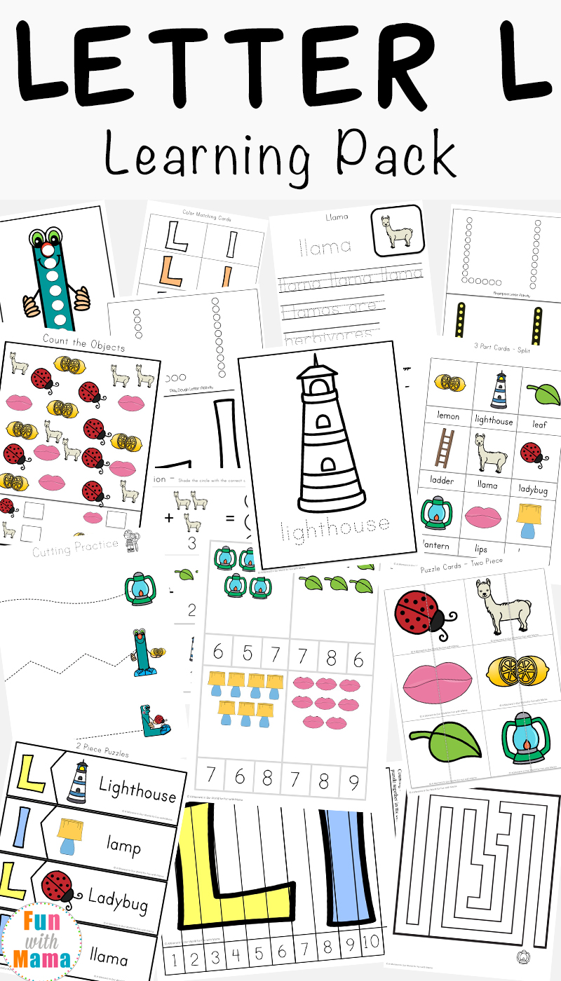 Free printable letter l activities, worksheets, crafts and learning pack.