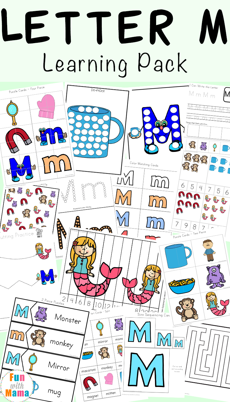 Letter of the week: LETTER M-NO PREP WORKSHEETS- LETTER M Alphabet