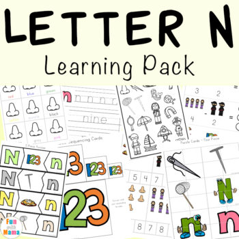 Free printable letter n activities, worksheets, crafts and learning pack.