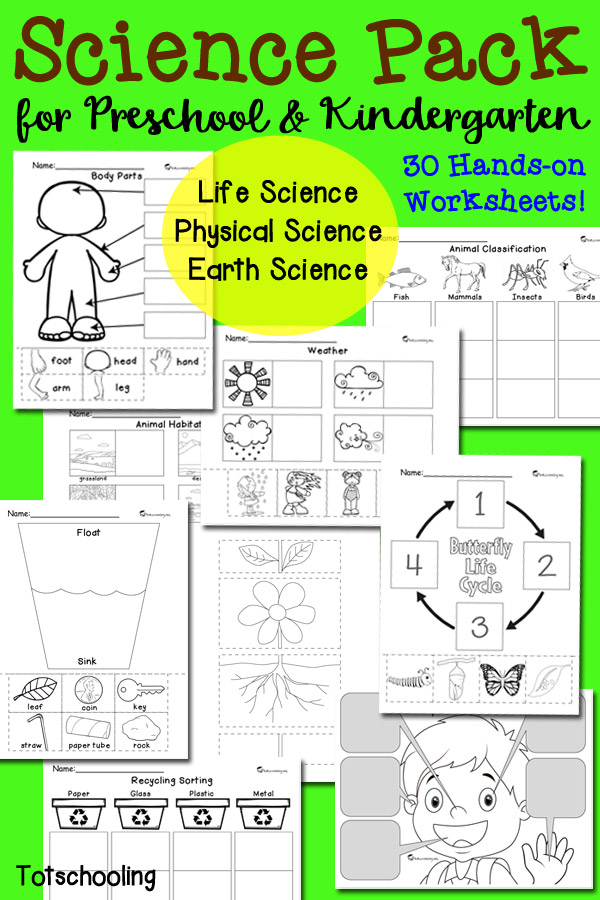 Science Pack for Preschool Kindergarten - Kindergarten Science Worksheets