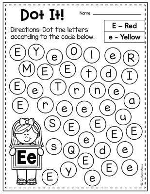 letter e worksheet 12