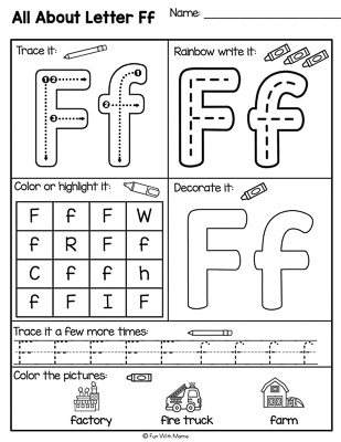LETTER F WORKSHEETS