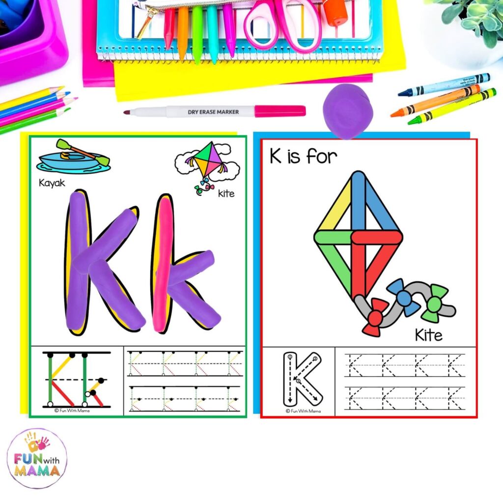 letter k playdough mat