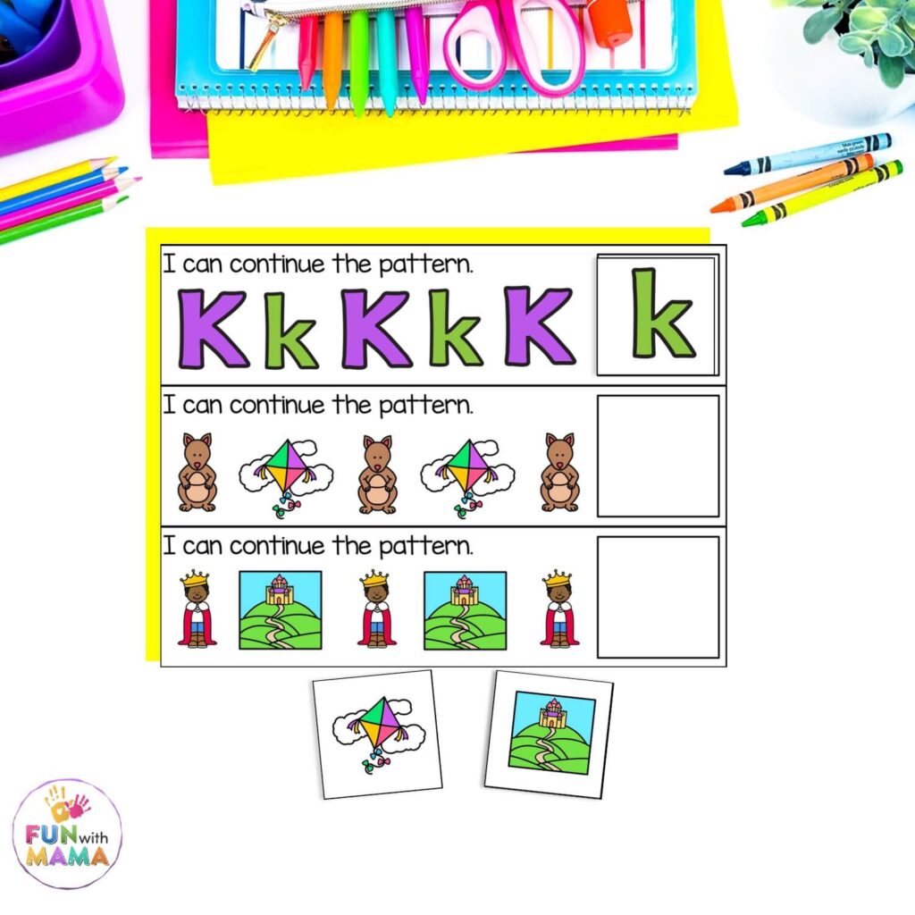 letter patterns letter k activities for kids