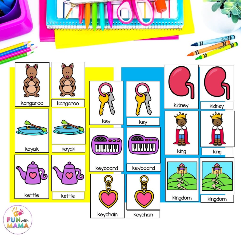 letter k 3 part cards