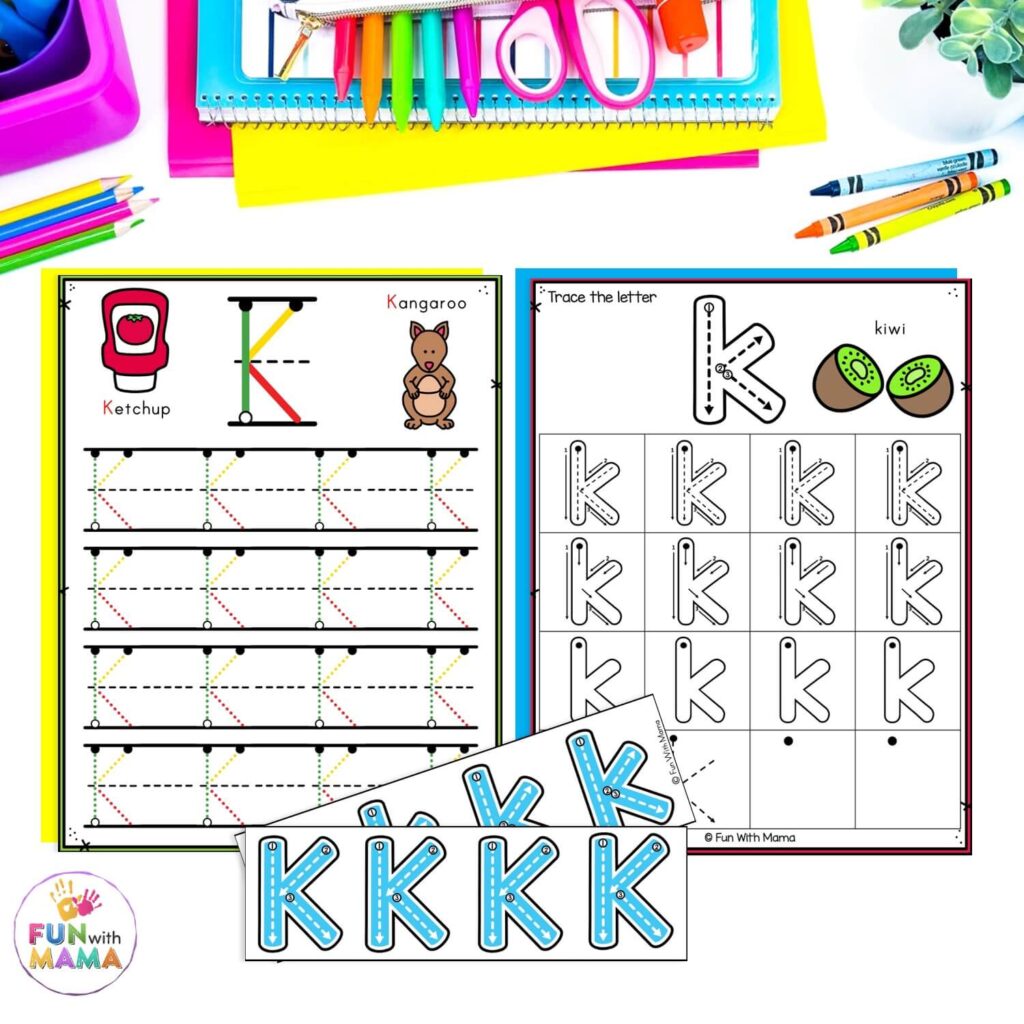 tracing pages and tips letter k activities