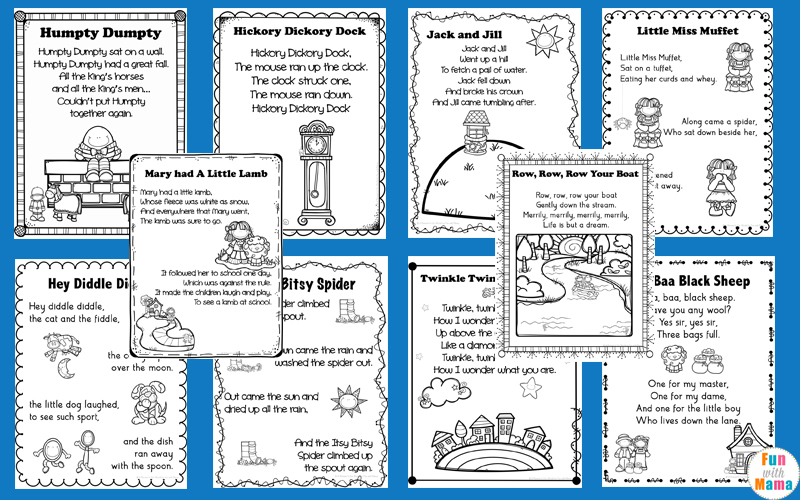 nursery rhymes printables coloring pages