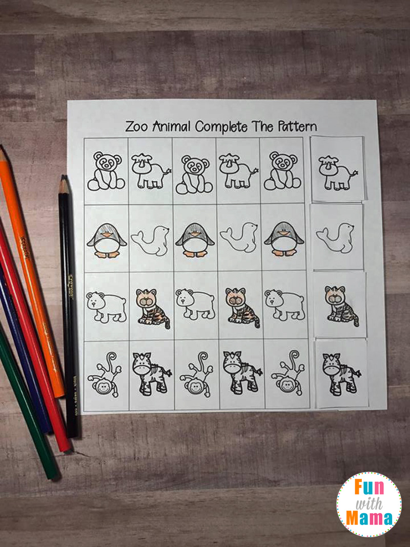 Zoo Animal Finish The Pattern Printable Inspired By Good Night Gorilla