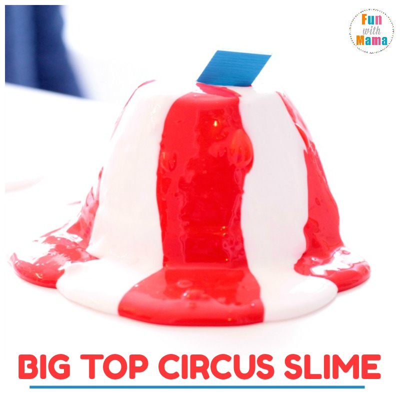 If your kids love slime, they will love this fun circus slime that looks just like the classic big top! Mix sensory with play in this fun activity!