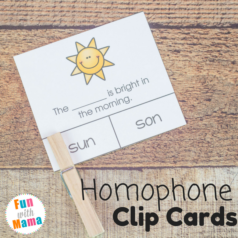 homophone clip cards