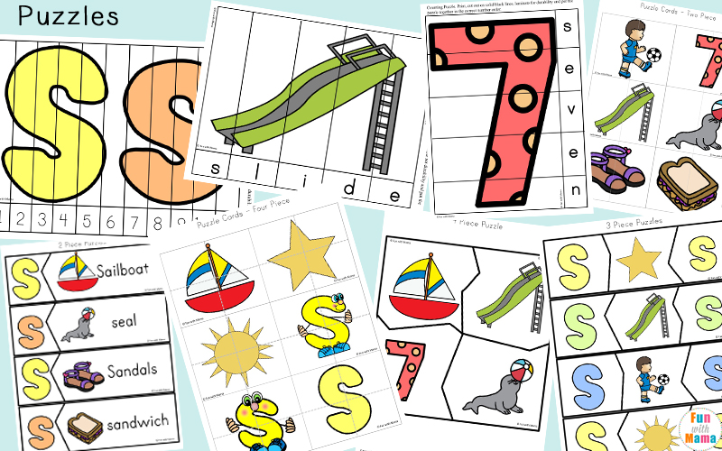 90+ Page Printable Pack For Letter S. Includes scissor skill practice, literacy concepts, simple math concepts, handwriting and prewriting skill practice. Free Printable for kindergarten or preschoolers. 