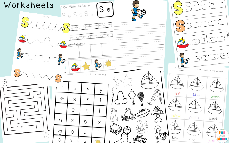 Letter S Prewriting and Handwriting Skill Practice Worksheets - Free Printables For Kids