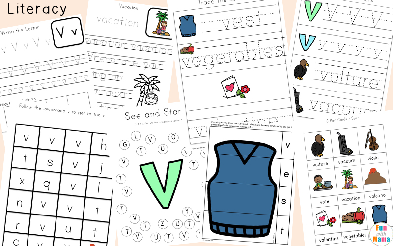 letter v cut and paste worksheets