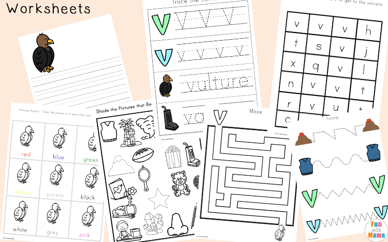 letter v tracing worksheets