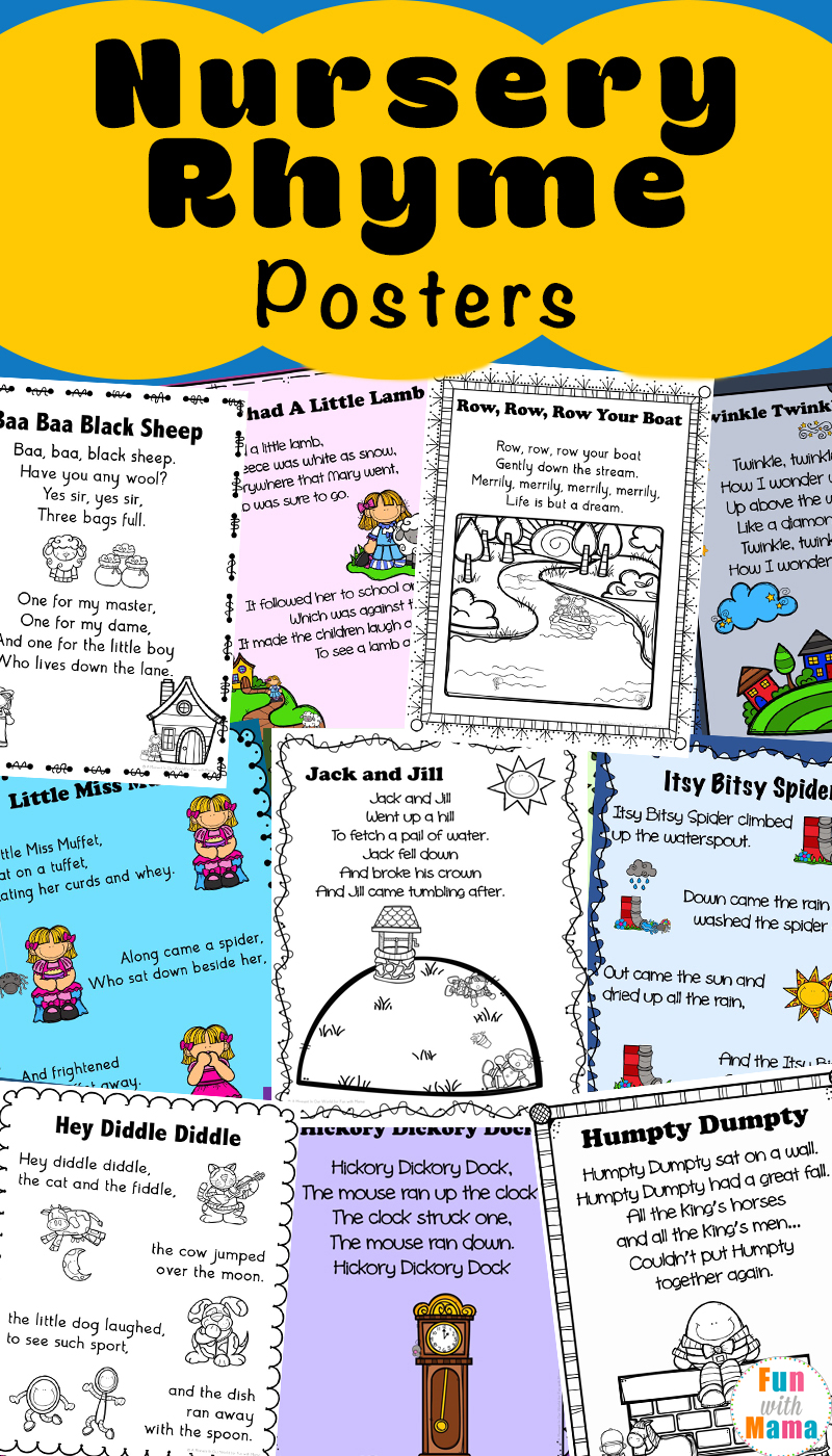 Nursery Rhymes Printables Posters - Fun with Mama