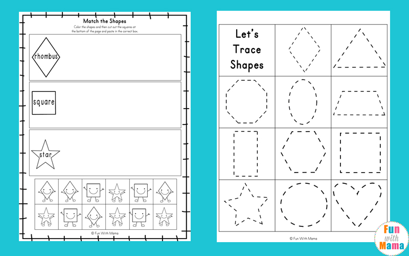 shape tracing worksheets