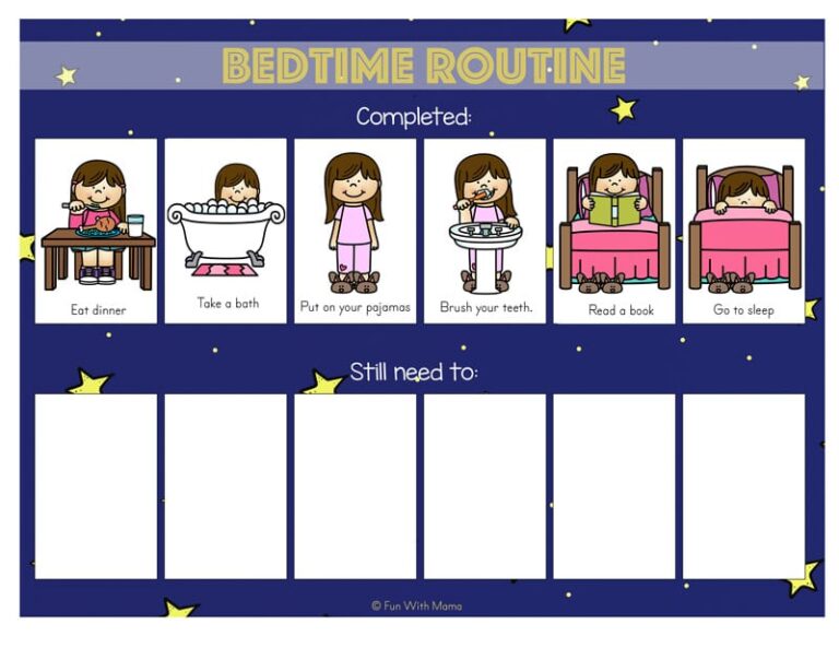 Toddler Bedtime Routine Chart Sequencing Activity - Fun with Mama