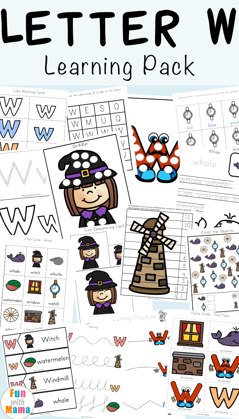 Letter W Worksheets for Preschool  Fun with Mama