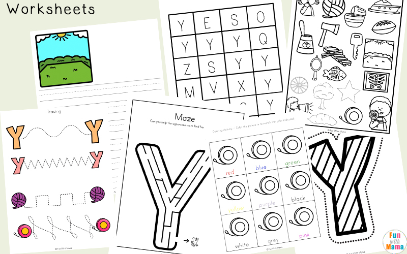 Letter of the week: LETTER Y-NO PREP WORKSHEETS- LETTER Y Alphabet Lore theme