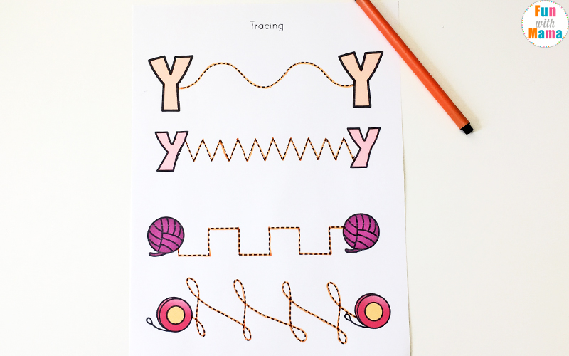 letter y tracing