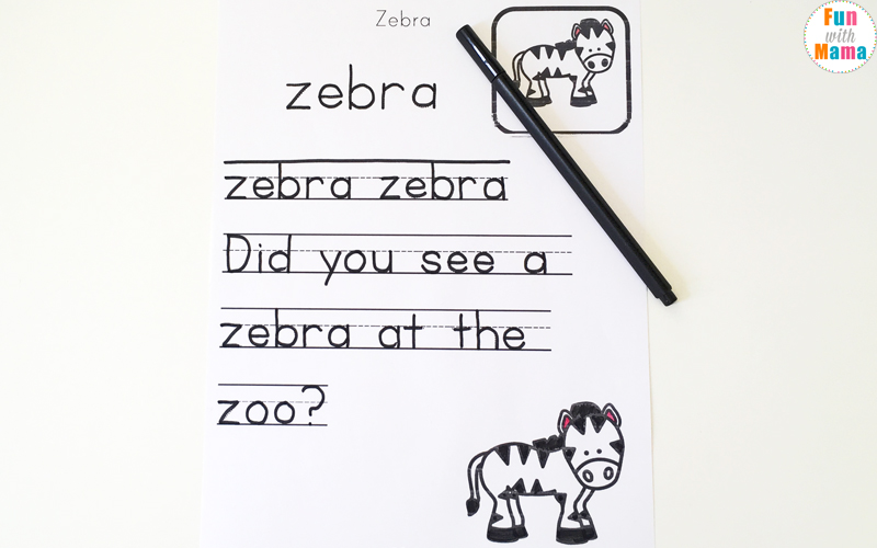 letter z sound phonics worksheets