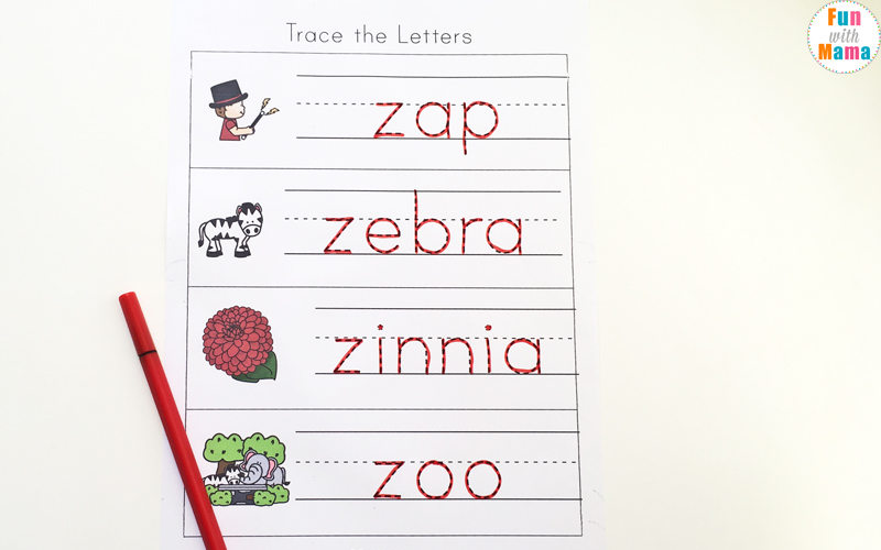 words that begin with the letter z