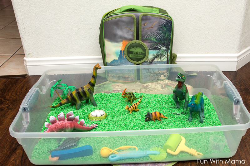 dinosaur sensory bin