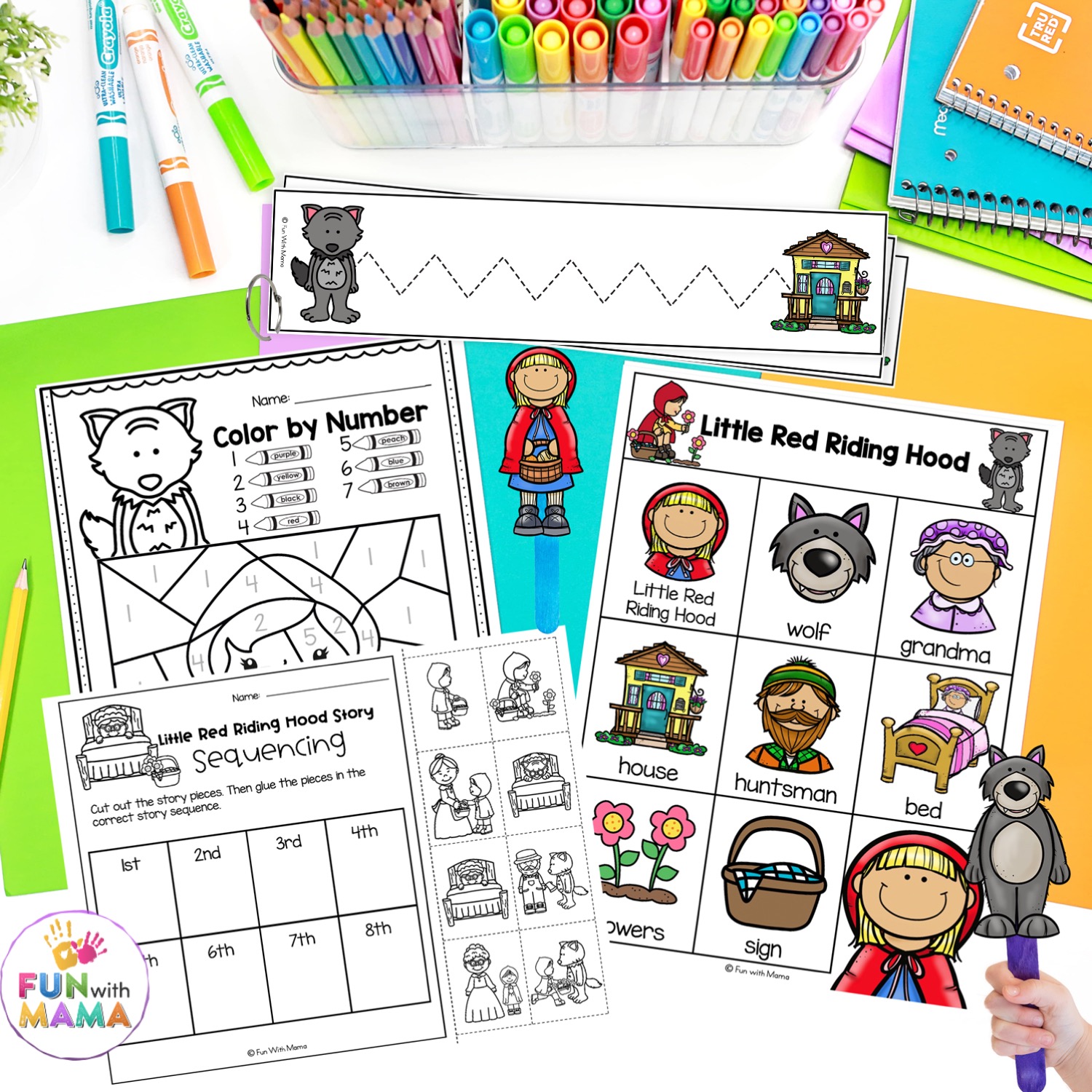 Little red riding hood story activities printables