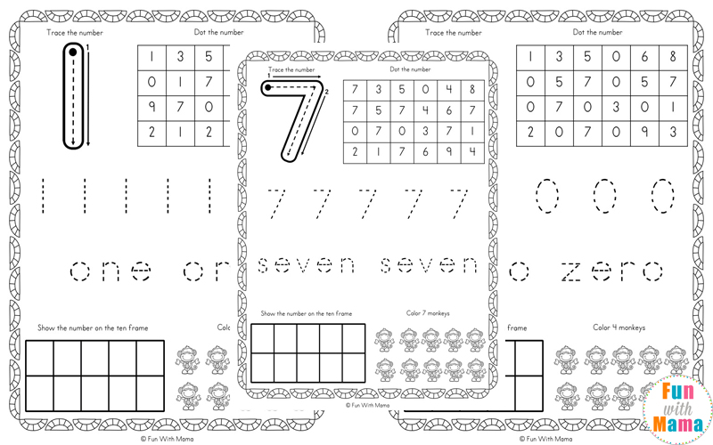 numbers worksheets