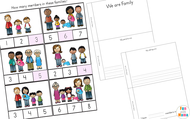 family members worksheet for kindergarten