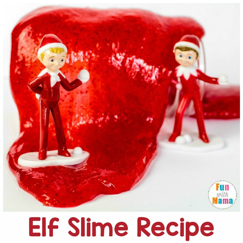 red glitter slime with elves