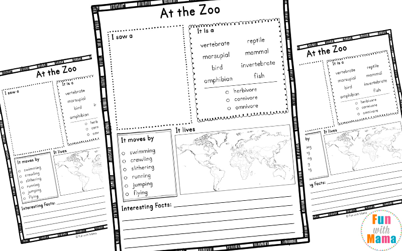 zoo animal activities for elementary students