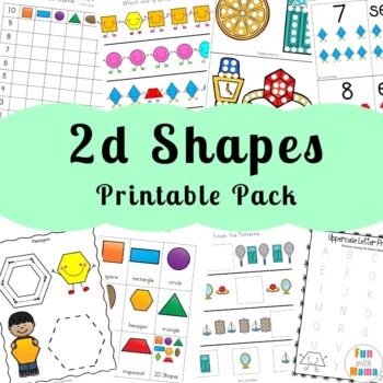 Collection of basic 2D shapes for kids learning, colorful