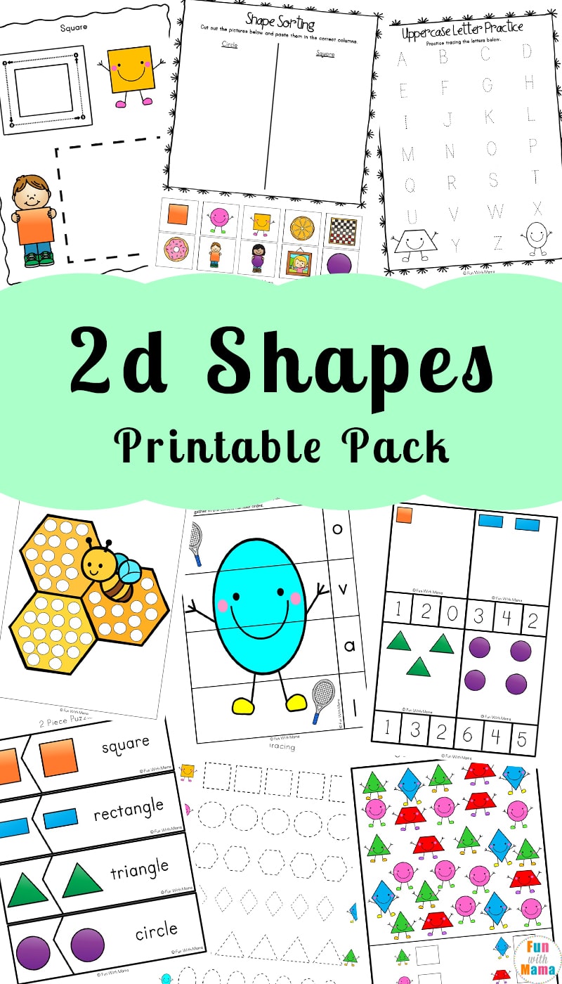 2D Shapes Worksheeets - Fun with Mama