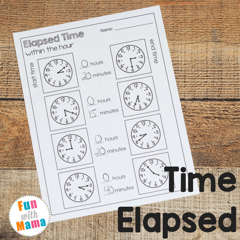 elapsed time worksheets fun with mama