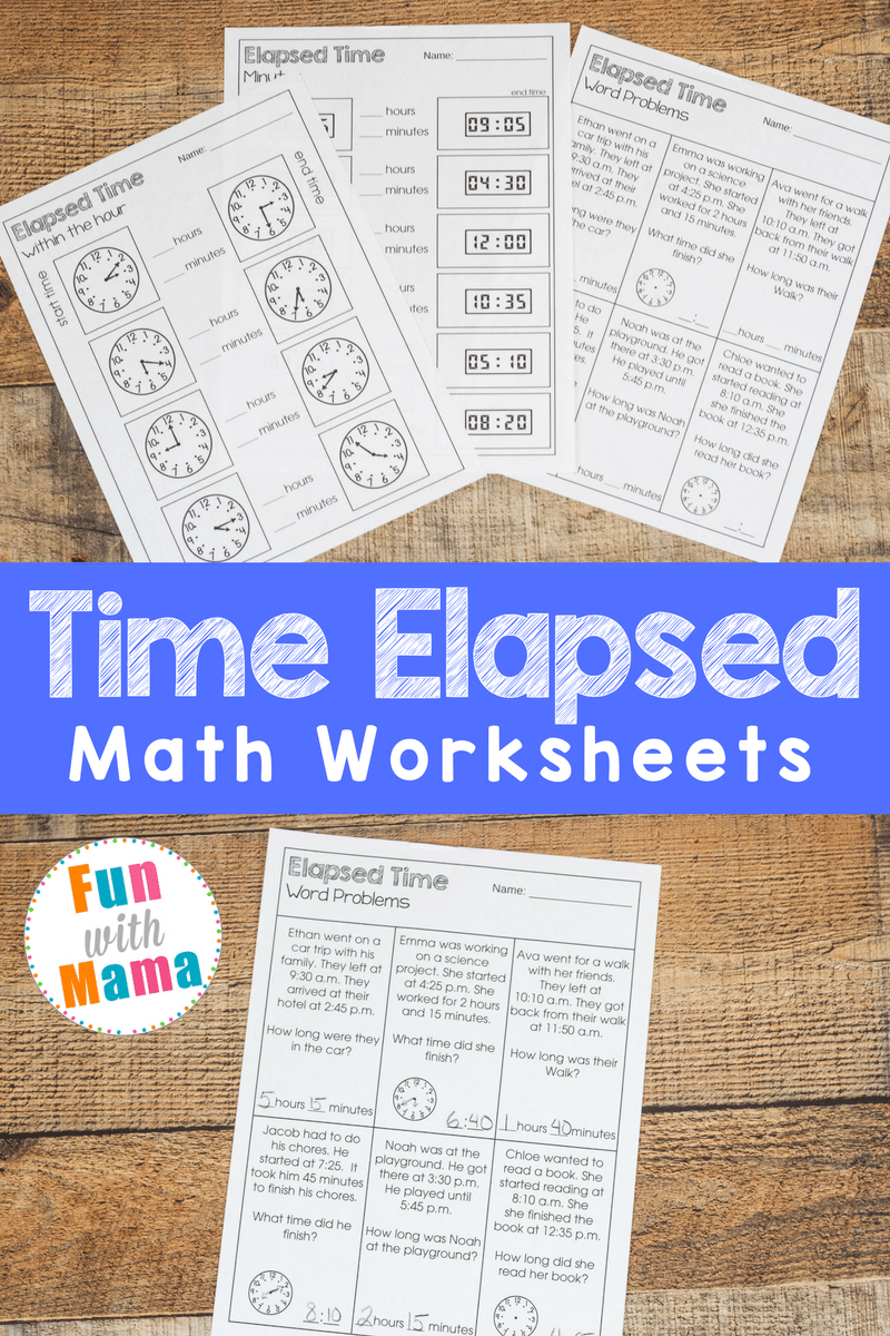 Elapsed time worksheet pages