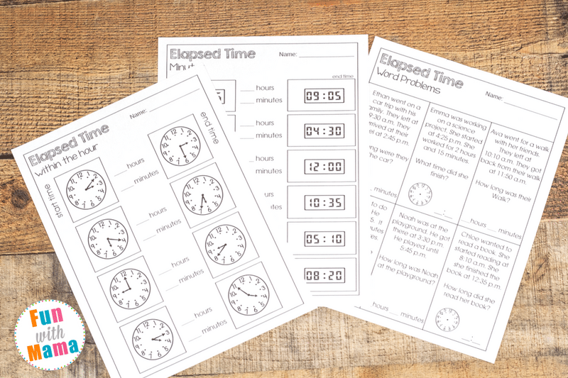 Math worksheets for 3rd grade elapsed time