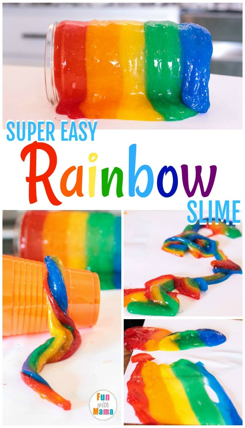 Don't let the winter blues get you down. Instead of shivering in the ice and snow, bring a little sunshine into your life with this super easy rainbow slime recipe!  There is no better way to make the kids smile at the end of the day than by telling them they will be making slime! Although slime is a bit messy, this particular version made with clear glue is easier to clean up than most, and we've found that using clear glue is almost foolproof. 