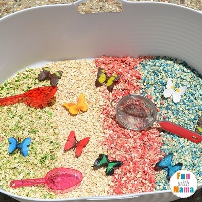 rainbows and butterflies sensory bin 2