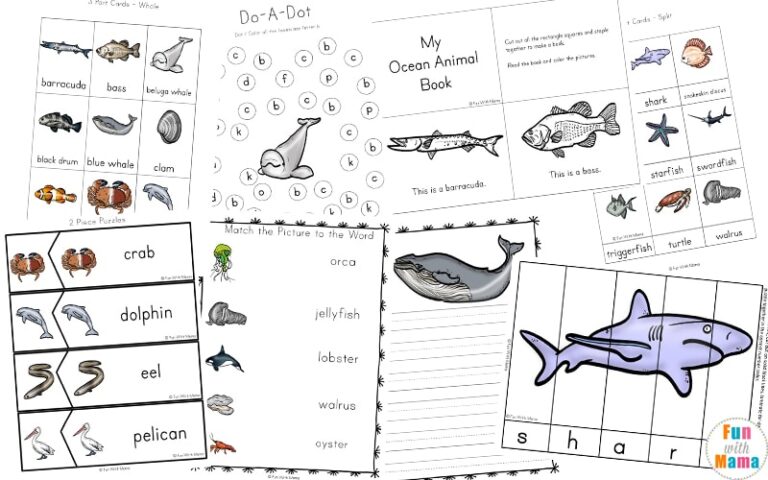 A Super Fun Ocean Animals Printable Pack For Kids
