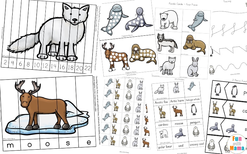 Free Arctic Animal Preschool Sensory Bin Matching Printable