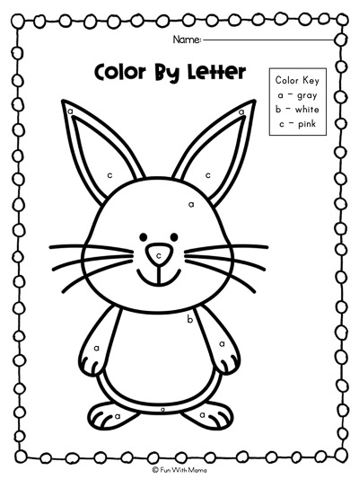 bunny color by letter worksheet