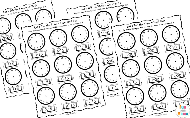 telling time worksheets