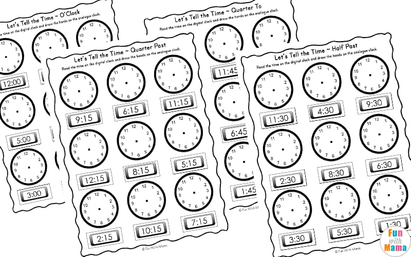 telling time worksheets