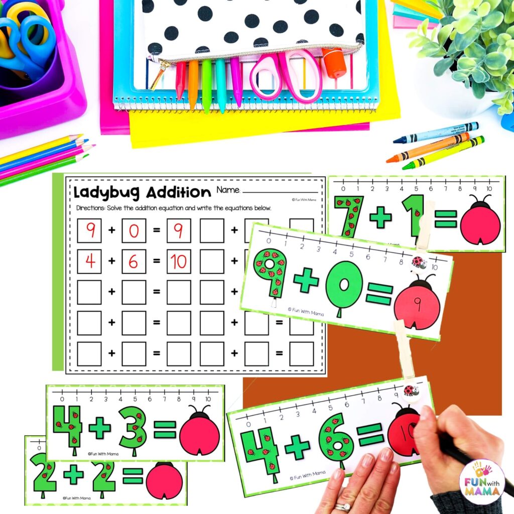 Ladybug Addition Cards