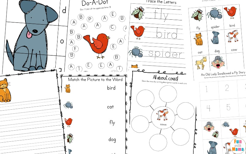 old lady who swallowed a fly printables