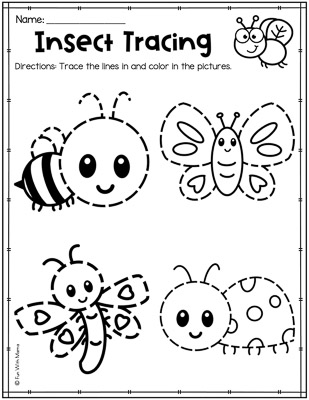 1 Insect Tracing Worksheet insect and bugs activities for preschoolers