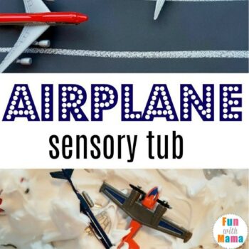 airplane sensory bin