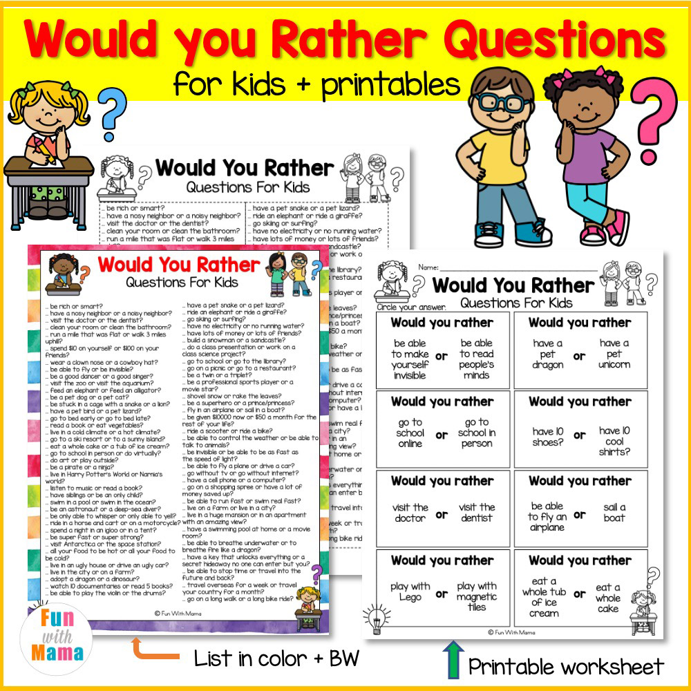 Would you rather questions you can print or scroll through on your